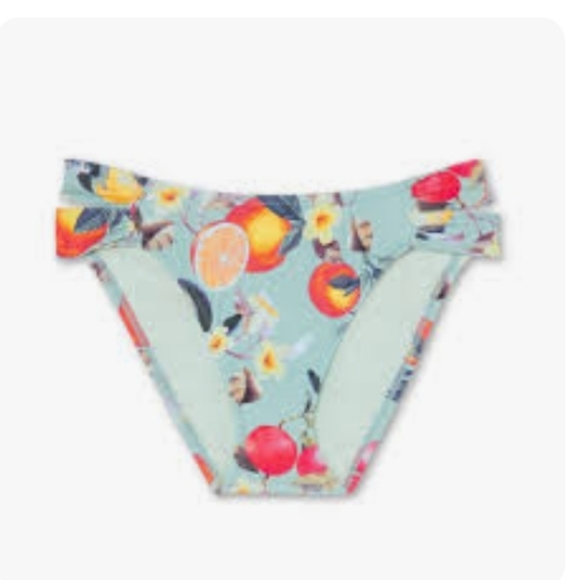 Kona Sol Soft Ruffle Bralette & Double tab Hipster Bikini Floral Fruit Print M - Picture 7 of 14